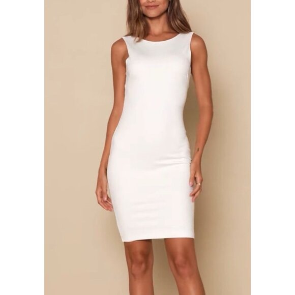 Lulus Sheath Dress M White Backless Stretch Sleeveless LWD NEW - Picture 2 of 12